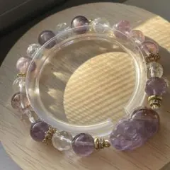 激レア❣️】アメジスト 牛穴 お花ブレス 天然石ブレスレット 13,800 