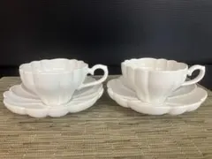 アメリカンヴィンテージ ホワイトミルクガラス ティーカップ・ソーサー