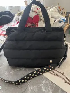 ブラックキルティングトートバッグ