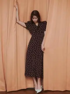 SNIDEL スナイデル ハートプリントワンピース ブラウン DBRW 0