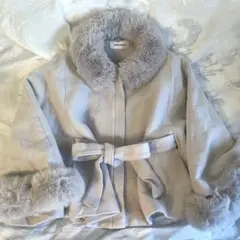 最終値下げ！ミッシュマッシュ　ウールポンチョ　コート　グレー