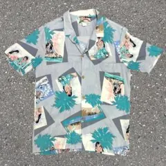 PARADISE FOUND 90s 希少 アロハシャツ 柄シャツ 総柄 夏のサムネイル