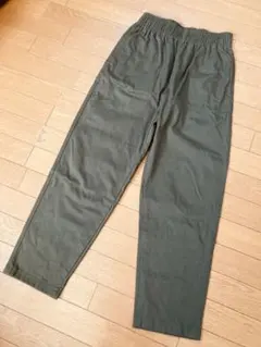 GU/オリーブグリーン /パンツ /ゴムと紐ウエスト/カーキ/コットン