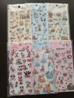 ぷくぷくシール ミッキー・スヌーピー シール 6枚セット