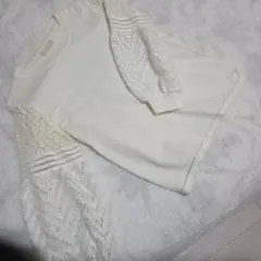 アイボリー ニット レーススリーブ トップス