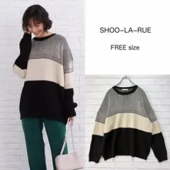 SHOO・LA・RUE 配色ニットプルオーバー（F）バイカラー 体型カバー