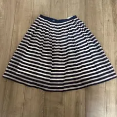 ef-deネイビーホワイト ストライプ フレアスカート　サイズ9号