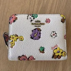 【美品】COACH フラワープリント 二つ折り財布