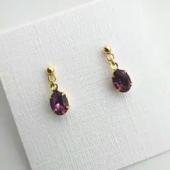 【s-504】スワロフスキーアメジスト ピアス イヤリング ハンドメイド