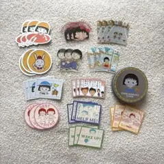 ちびまる子ちゃん　りぼん　缶入りステッカー　各3枚　3COINS