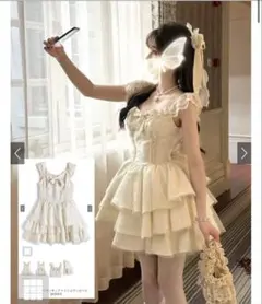 レースフリルリボンティアードミニワンピース[at2541] アイボリー M