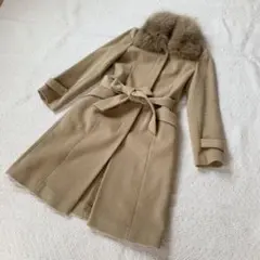 【美品】 ZAZIE ロングコート アンゴラ混 フォックスファー ベージュのサムネイル