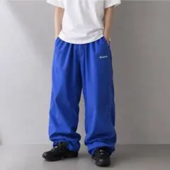 Reebok リーボック イージーパンツ 刺繍ロゴ ブルー系 極太 2XL