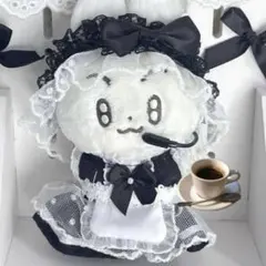 ぬいぐるみ メイド服 10cm 黒 レース ブラック ヘッドドレス 着せ替え