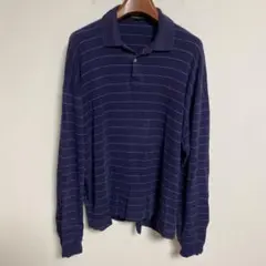 ポロ・ラルフ・ローレン ネイビー ボーダー ポロシャツ　L（2XL相当）