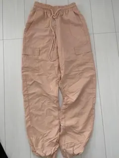 カーゴパンツ ピンク リブ裾