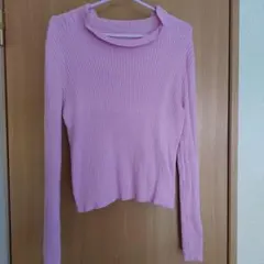 メルロー リブ編み綿長袖 ピンク