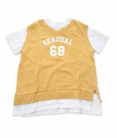 ハニーズ 重ね着風半袖Tシャツ イエロー レディース 子供服のサムネイル