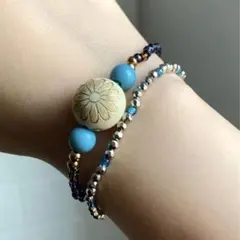 まとめ売り⭐︎シルバー＆ブルー系　ブレスレット　セット　カジュアル　ヴィンテージ風