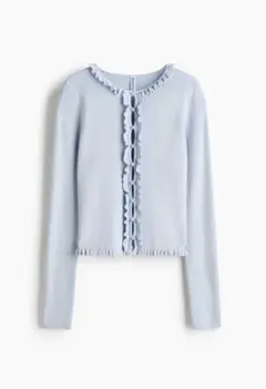 h&m H&M フリルトリムカーディガン ニット ブルー 青 M 1327126
