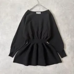 ビアズリー ニットチュニック ウエストリブ 黒 F 美品のサムネイル