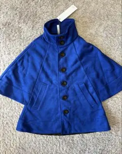 ギャルソンラレイゾン　 艶やかなブルー　ボタン付きポンチョ風コート　　新品