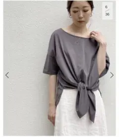 【ノーブル】　リボン 2way Tシャツ　グレーのサムネイル