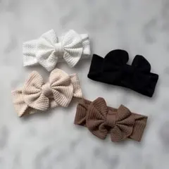 ベビー　リボン　ニット　ヘアバンド　4色セット