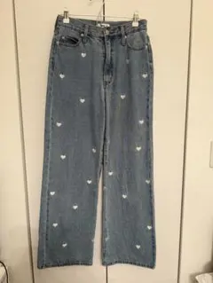 WEGO ハート柄刺繍 デニムパンツ Mサイズ