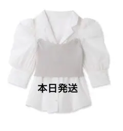 snidel Sustainableニットビスチェオーガンジーブラウス