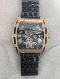 FOSSIL 自動巻き 腕時計 スクエア 黒金　美品 FOSSIL 自動巻き 腕時計 スクエア 黒金 美品 - メルカリ