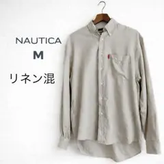 NAUTICA 長袖シャツ ベージュ M 綿麻 BDシャツ ゆったり メンズのサムネイル