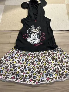ミニーキャラクター フード付きワンピース 120cm
