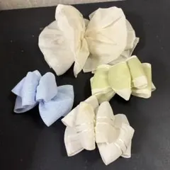 【4個セット】韓国で購入★シフォン素材リボン型バレッタ★髪留め★ヘアアクセサリー