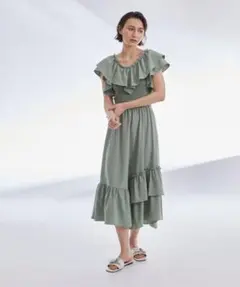 【新品・未使用】グレースコンチネンタル フリルニットワンピース 36