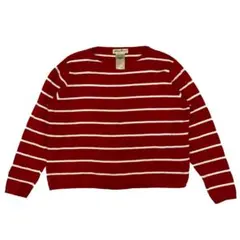 00s Eddie Bauer 短丈 コットン ニットセーター 赤 白 M 古着