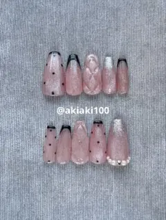 格安！春ネイル　桜色　ベビーピンク　ドット　キルティング　卒業式　入学式