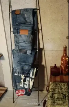 壁掛けラダー　収納ラック　アイアン家具　ハンドメイド　ウォールシェルフ　男前家具のサムネイル