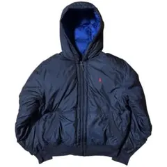 ラルフローレン 刺繍ロゴ 短丈 ダウンジャケット フーディー ブラック 肉厚 L