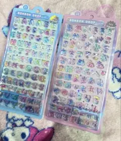 【2枚セット】ボンボンドロップシール　ひらがな　アルファベット　レインボー