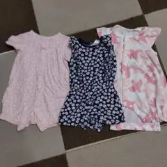 70〜80 女の子ロンパース3点セット