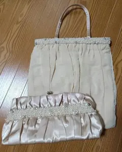 パーティーバッグ　セット　ベージュ　パール