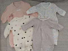 長袖ツーウェイ・ドレスオール カバーオール ロンパース 4点セット まとめ売り