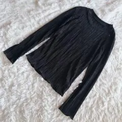 【c8654】カットソー　長袖Tシャツ　ブラック