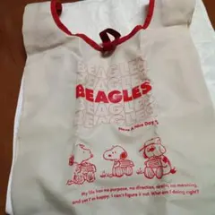 スヌーピー エコバッグ ベージュ レッド