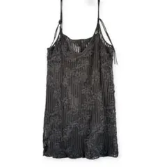 a2483【Kastane】総レースキャミソールチュニック 重ね着 黒 F