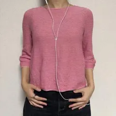 ★y2k グランジ ボーダー ニット シティガール 七分袖 短丈