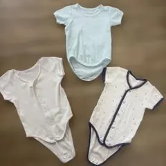 ベビー肌着 短袖 水色・白・ドット柄　夏用　まとめ売り