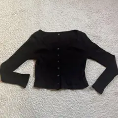 リブ編み ブラック 長袖 カットソー　ＧＵ