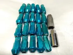 WORKホイールレーシングナット（ブルー） M12×P1.25 20個セット。